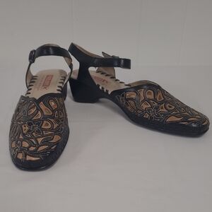 Pikolino's Jerez Spanish Design Black & Tan Perforated Leather Shoes EU 39